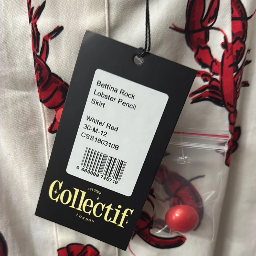Collectif White Skirt with Red Lobster Design - Picture 2 of 2